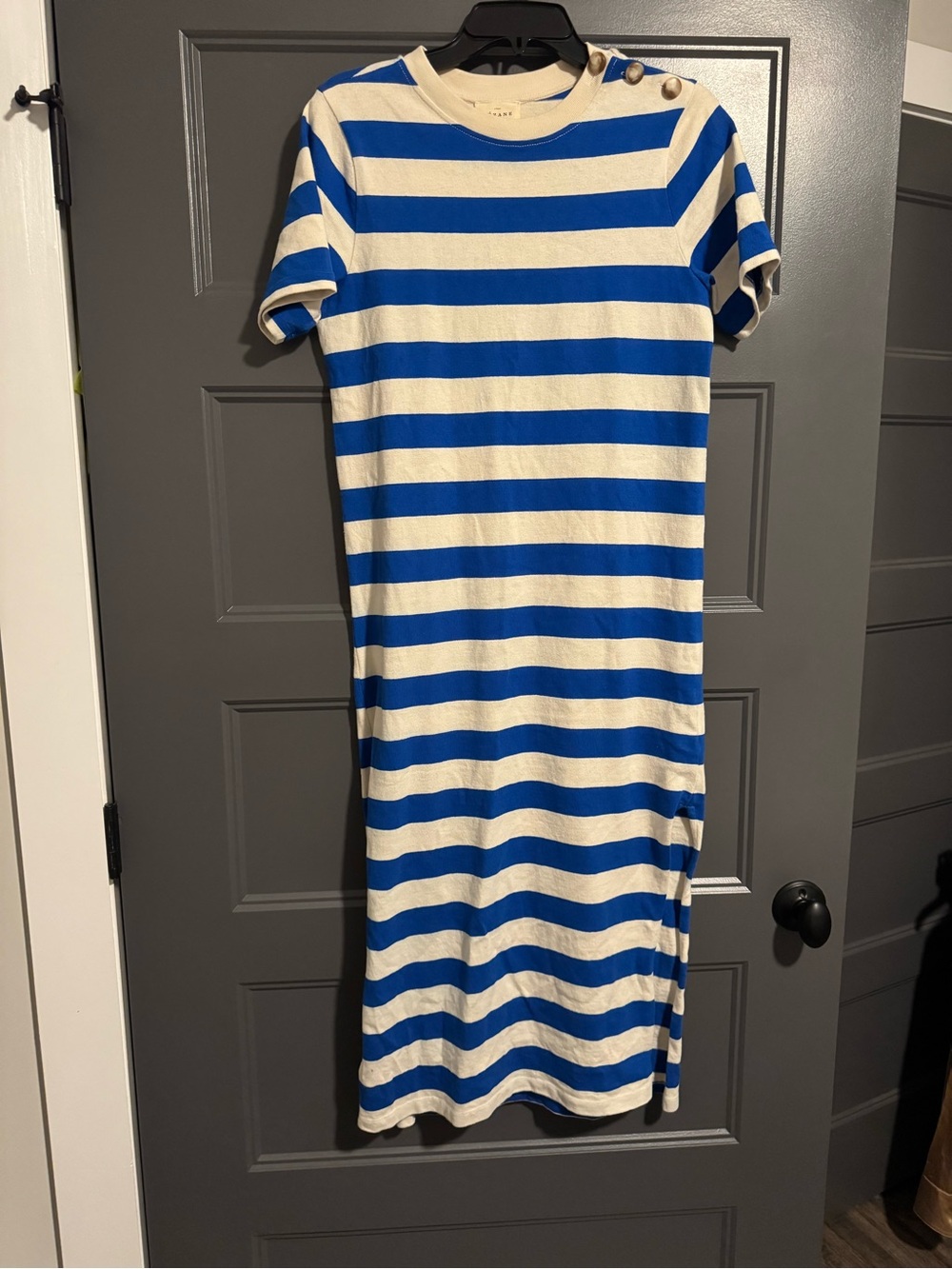 Sezane Blue and White Striped Maxi Tee Dress